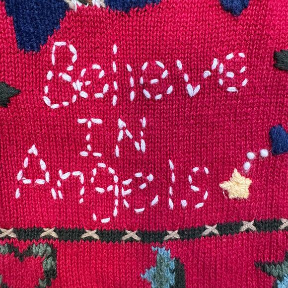 Vintage Y2K The Quacker Factory Ugly Christmas Sweater with Angels Size M - Picture 5 of 9